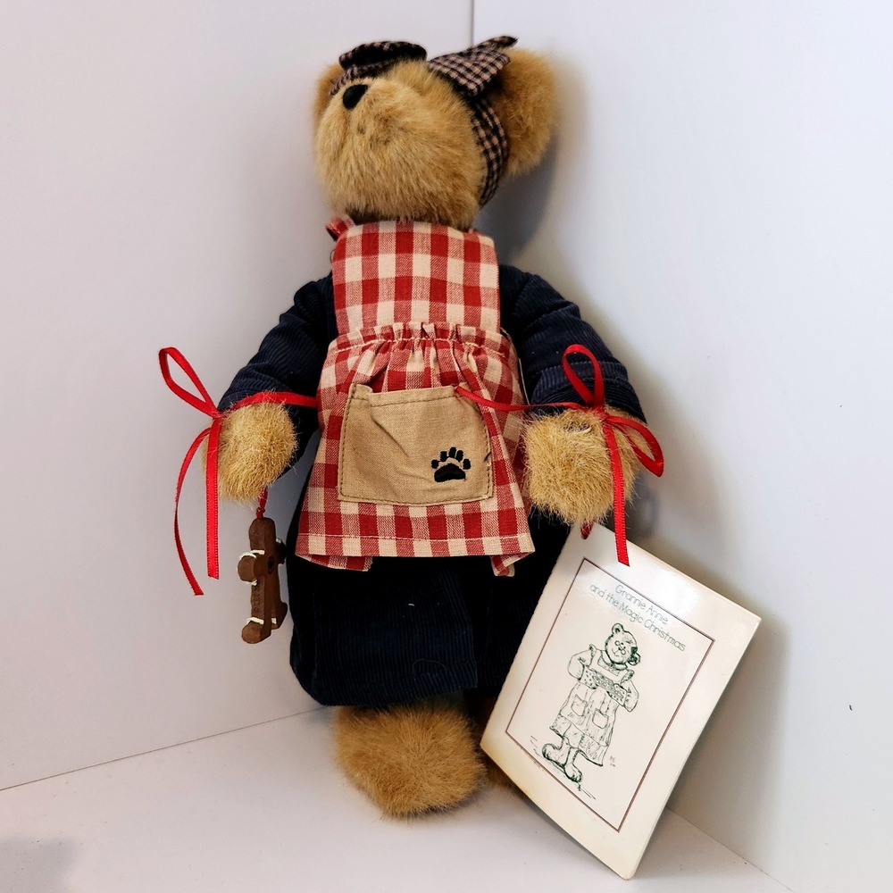 Boyds Bears Grannie Annie Magic Christmas Plush Navy Corduroy Dress Gingham 12in